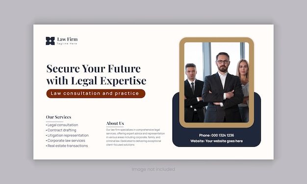 Vector law firm services social media post design or law consulting web banner template and instagram post