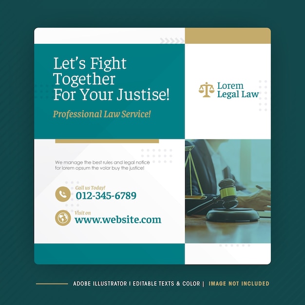 Law firm Social Media Post Design or Law and Justice Web Banner Design or Legal web template