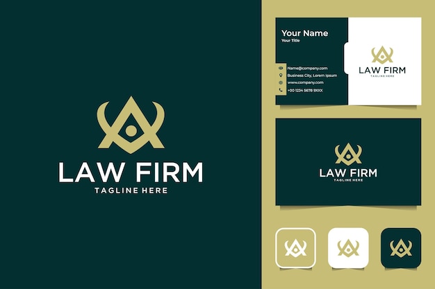 Law firm with letter A logo design and business card