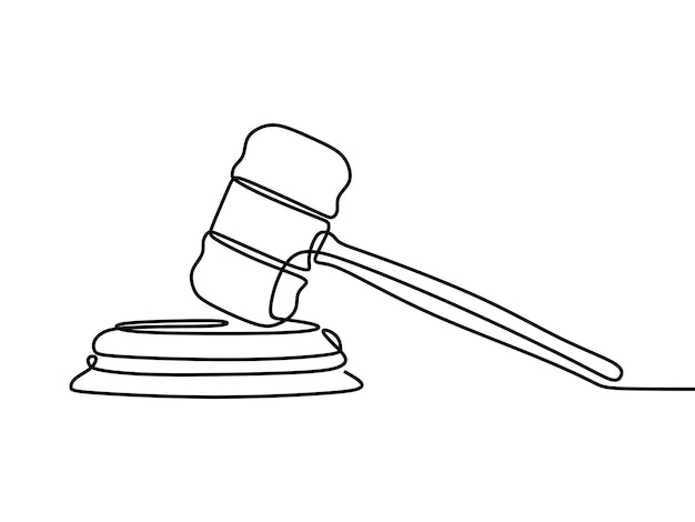 Law hammer oneline continuous single line art