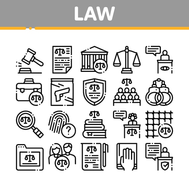 Law And Judgement Collection Icons Set 