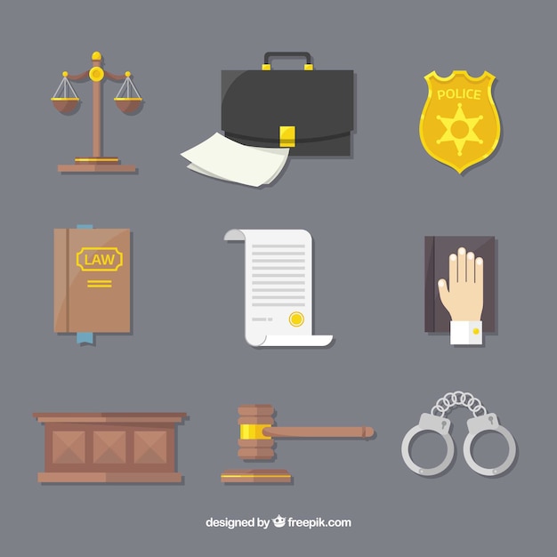 Law and justice elements with flat design