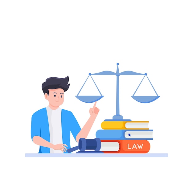 law and justice flat illustration Law firm and legal services Public law consulting