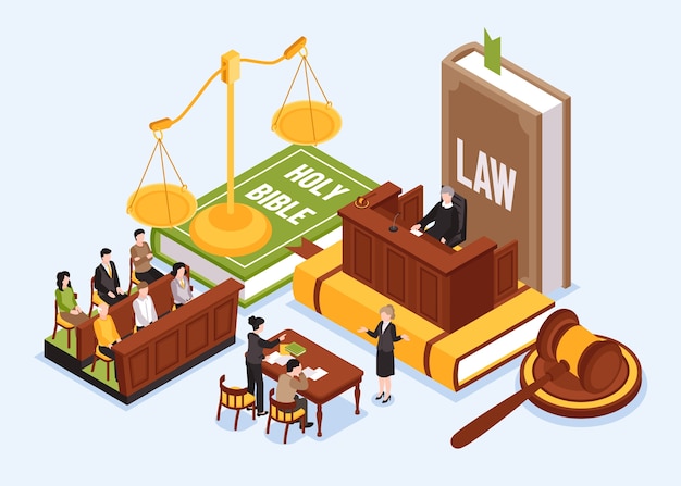 Law and justice isometric composition