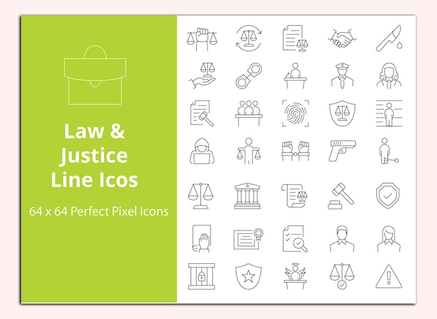 Law Justice Line icons vectors set