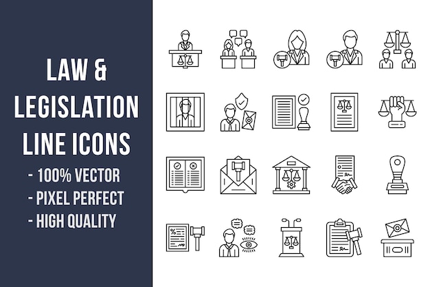 Law Legislation Line Icons