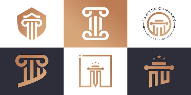 Law logo collection with creative element concept premium vector