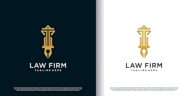 Law logo design with creative concept premium vector