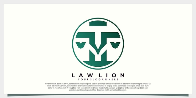 Law logo design with lion head creative concept