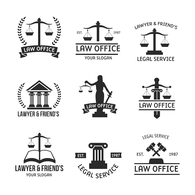 Law logo set silhouette