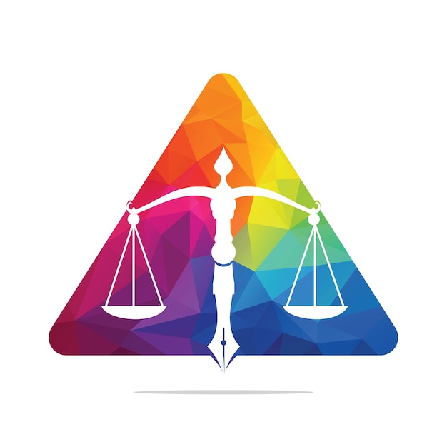 Law logo vector with judicial balance symbolic of justice scale in a pen nib