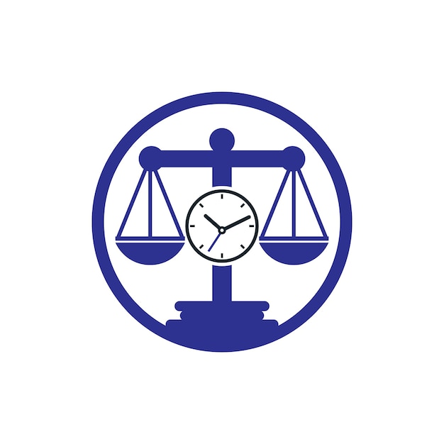 Law time vector logo design Scale with clock icon vector logo design