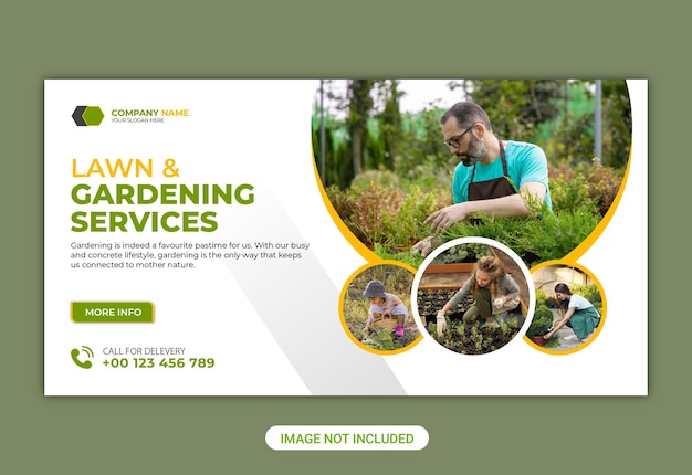 Vector lawn care and garden service banner template