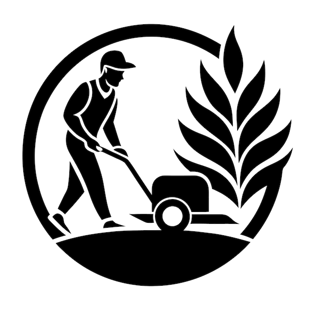 Vector lawn care logo design silhouette