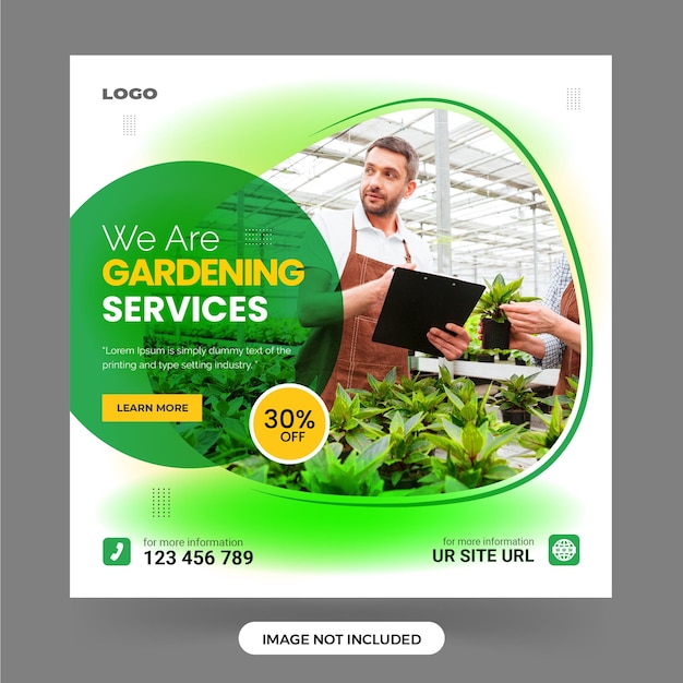 Lawn garden or landscaping care service social media post template