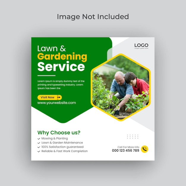 Lawn garden or landscaping social media postinstagram banner and web banner template Premium Vector