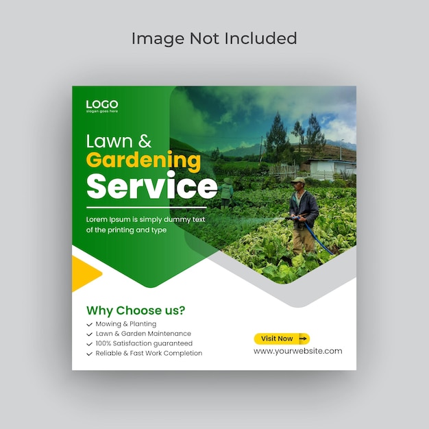 Lawn garden or landscaping social media postinstagram banner and web banner template Premium Vector