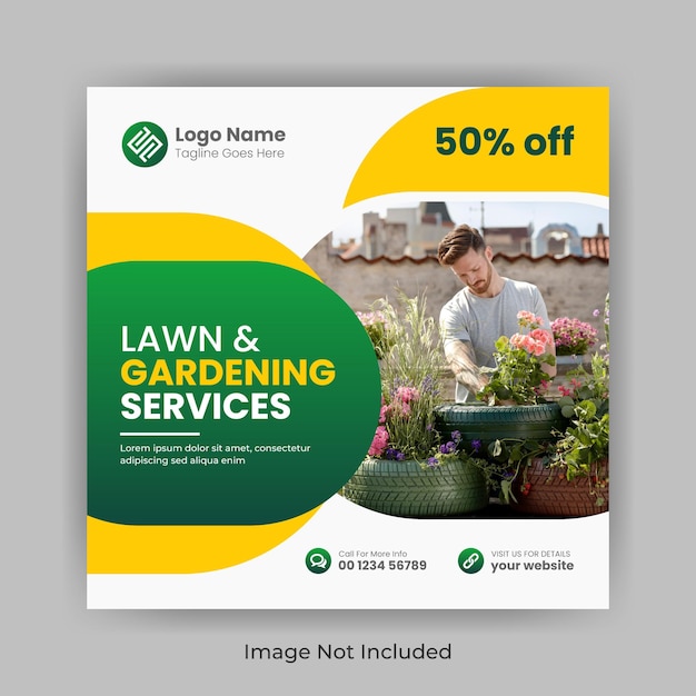 Lawn Garden Service social media post banner template