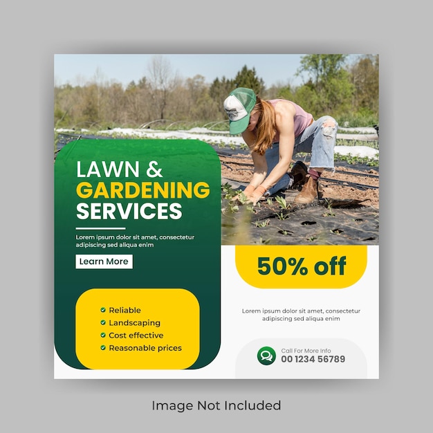 Lawn Garden Service social media post banner template