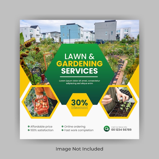 Lawn Garden Service social media post banner template