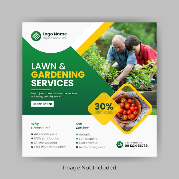 Lawn Garden Service social media post banner template