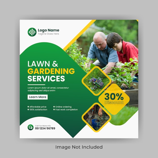 Lawn Garden Service social media post banner template