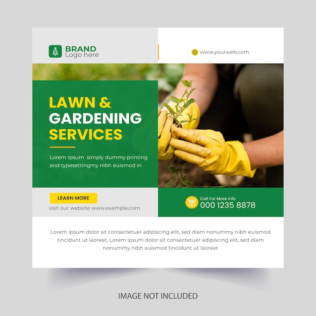 Lawn garden service social media post template design