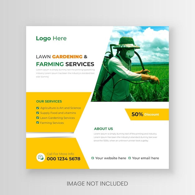 Lawn Gardening and Farming Services Web Banner Design Template