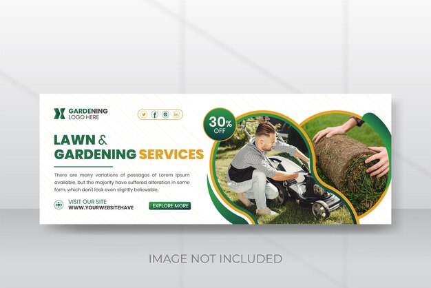 Vector lawn gardening service facebook cover design