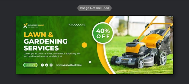 Lawn gardening service facebook horizontal banner and web banner template