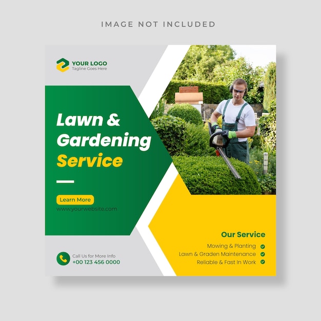 Lawn And Gardening Service Social Media Post Design Template