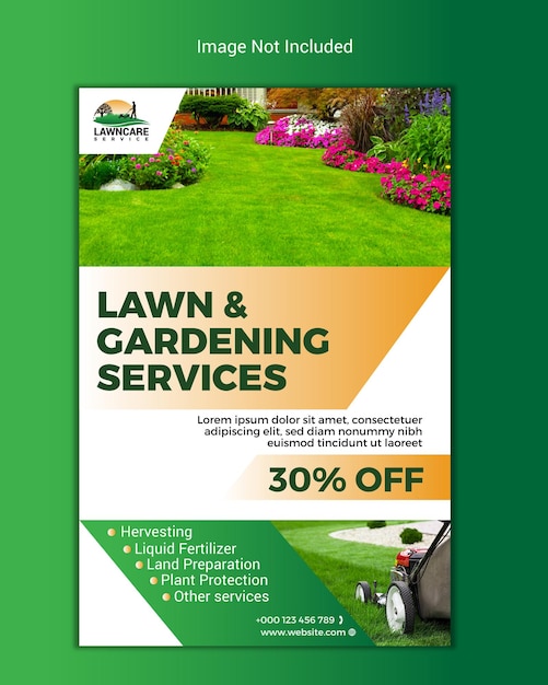 Lawn or gardening service social media post and flyer design template