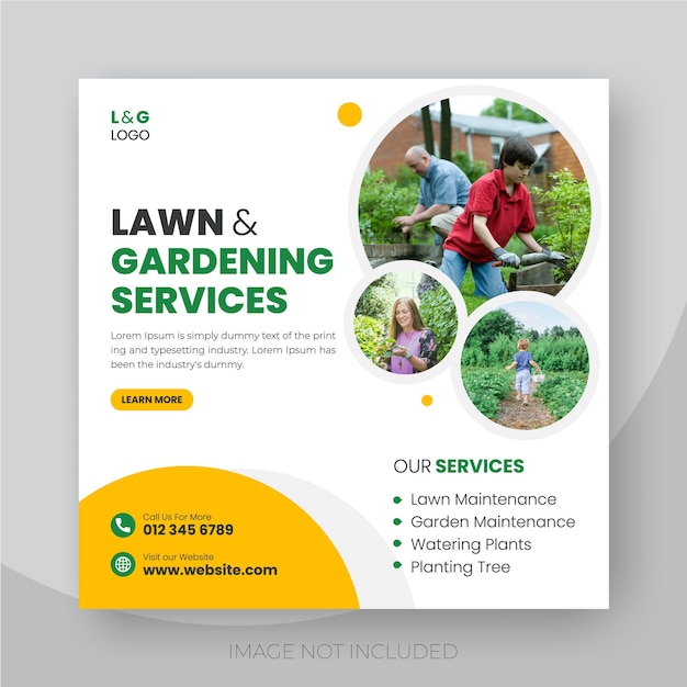 Lawn and gardening services social media post template