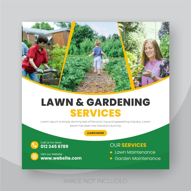 Lawn and gardening services social media post template