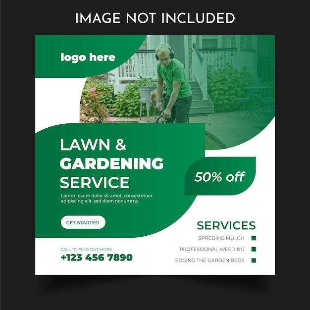 lawn or gardening services social media post web banner template