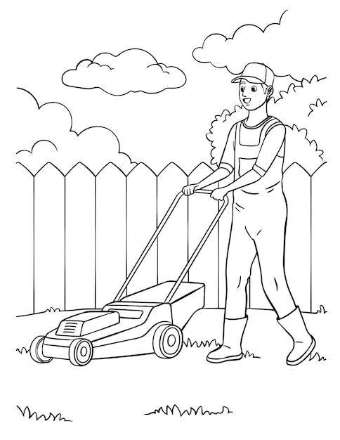 Lawn Mower Coloring Page for Kids