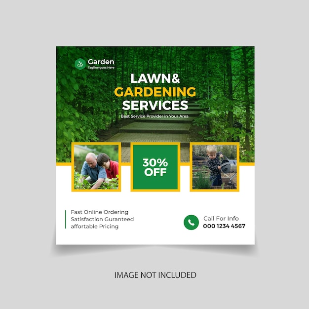 Lawn mower and Gardening service social media post