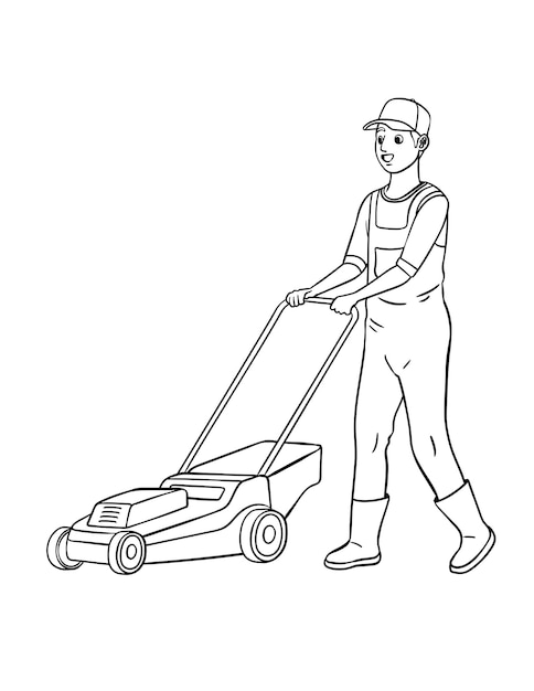 Lawn Mower Isolated Coloring Page for Kids