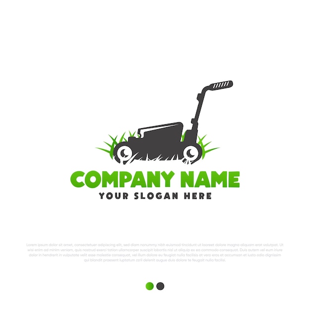 lawn mower logo design premium vector