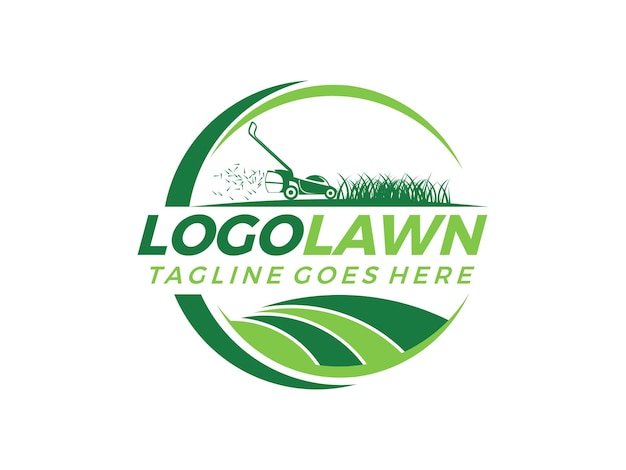 Lawn mower logo design vector illustration