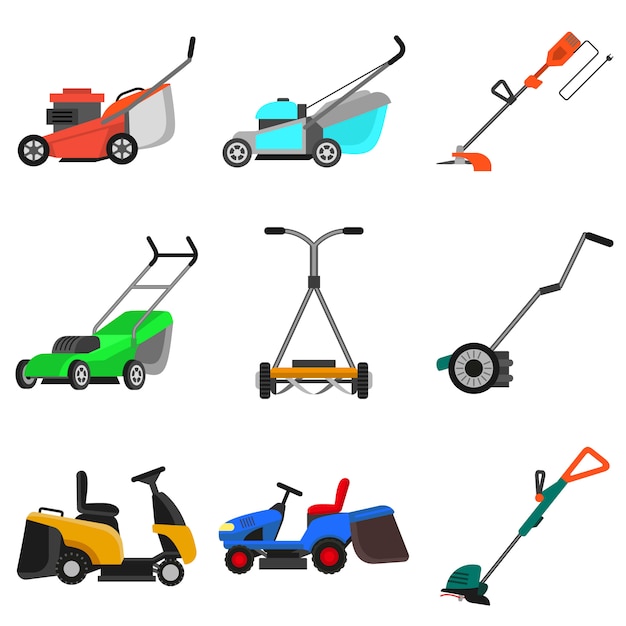 Lawnmower set, flat style