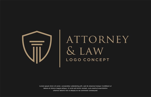 lawyer firm logo design concept. pillar with shield design template vector