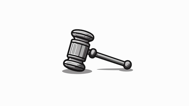 Vector lawyer hammer thin icon vector cartoon illustration