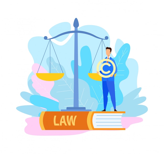 Lawyer Holding Copyright Symbol Flat Illustration