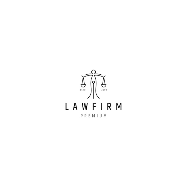 Lawyer of law firm logo with line art style template