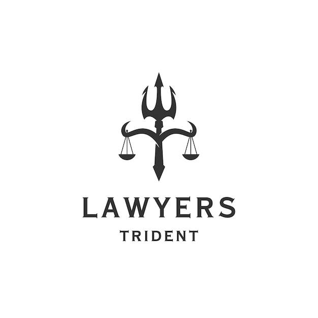 Lawyer of law firm trident logo design template flat vector