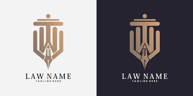 Lawyer logo design with letter w creative concept premium vector