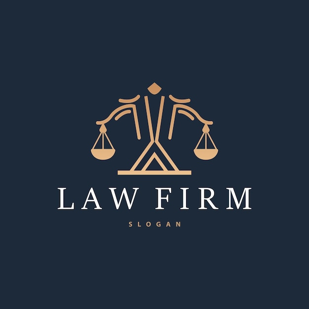 Lawyer Logo Law Court Simple Design Legal Scales Template Illustration Vector