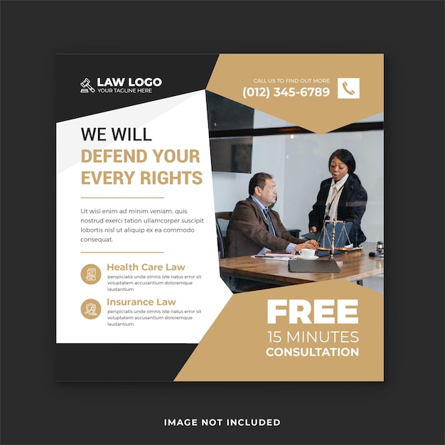 Lawyer social media post and digital marketing instagram post template