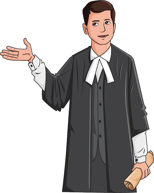 Lawyer with degree in hand vector illustration